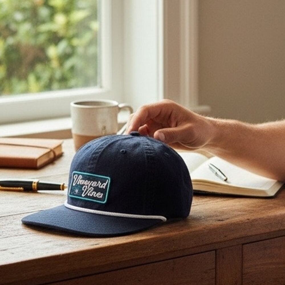 Vineyard Vines Script Patch Logo Ripstop Snapback Adjustable Hat Cap Brand New